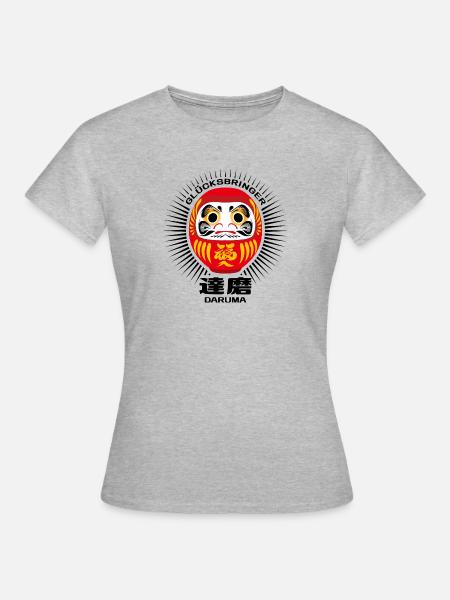 Daruma - Glücksbringer - Frauen T-Shirt - Grau meliert