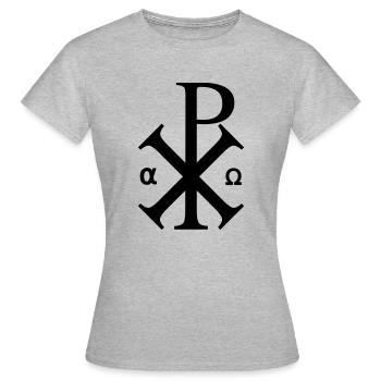 Alpha Omega - Frauen T-Shirt - Grau meliert - Vorne - AI Model Female 172 dark (172cm)