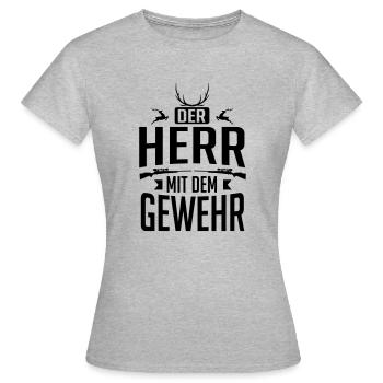 Jäger - der Herr mit dem Gewehr - Frauen T-Shirt - Grau meliert - Vorne - AI Model Female 172 dark (172cm)
