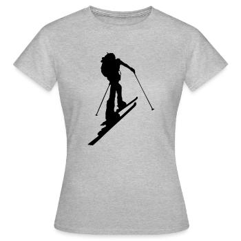 Ski touring - Frauen T-Shirt - Grau meliert - Vorne - AI Model Female 172 dark (172cm)