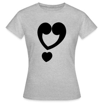 Cœur de point d’exclamation - T-shirt Femme - gris chiné - Devant - AI Model Female 172 dark (172cm)