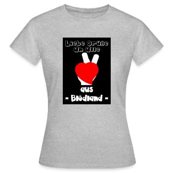 liebe grüße an alle - Frauen T-Shirt - Grau meliert - Vorne - AI Model Female 172 dark (172cm)