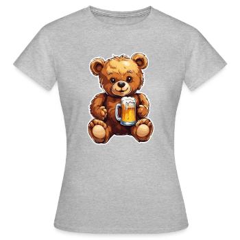 Teddybär / Kuscheltier / Stofftier / Geschenkidee - Frauen T-Shirt - Grau meliert - Vorne - AI Model Female 172 dark (172cm)