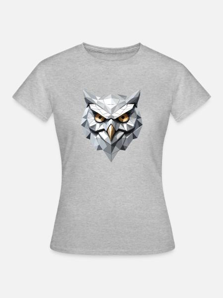 Eule Maske - Low Poly Design - Frauen T-Shirt - Grau meliert