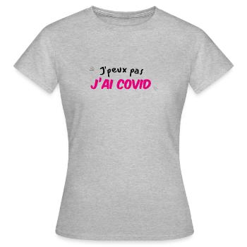 Je peux pas j'ai COVID - T-shirt Femme - gris chiné - Devant - AI Model Female 172 dark (172cm)