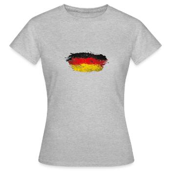 Deutschland Splatter - Frauen T-Shirt - Grau meliert - Vorne - AI Model Female 172 dark (172cm)