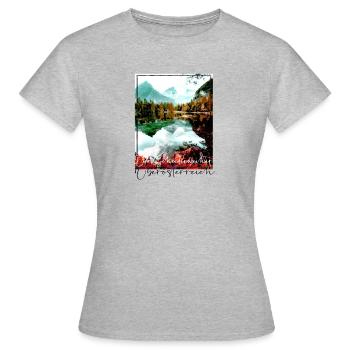 The Schiederweiher in Upper Austria,Austria - Women's T-Shirt - heather grey - Front - AI Model Female 172 dark (172cm)