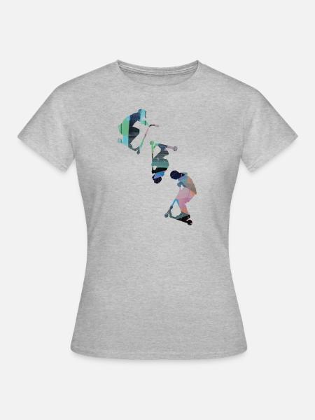 Stuntscooter,Trickscooter,tricks,stunt,e-scooter - Frauen T-Shirt - Grau meliert