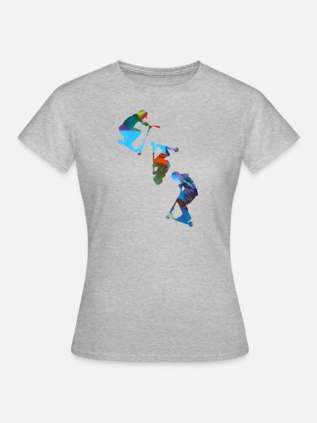 Stuntscooter,Trickscooter,tricks,stunt,e-scooter - Frauen T-Shirt - Grau meliert