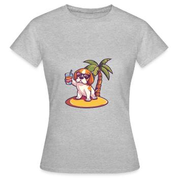 Beagle Dog Summer Vacation - Women's T-Shirt - heather grey - Front - AI Model Female 172 dark (172cm)