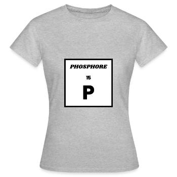 PHOSPHOR (P) - Chemisches Element Nr. 15 - Frauen T-Shirt - Grau meliert - Vorne - AI Model Female 172 dark (172cm)