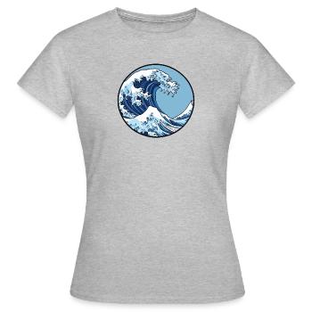 Welle, Wasser, Ozean, Japanische Welle, Logo - Frauen T-Shirt - Grau meliert - Vorne - AI Model Female 172 dark (172cm)