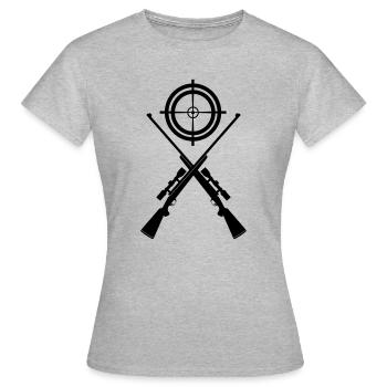 Two crossed shotguns with visor - Women's T-Shirt - heather grey - Front - AI Model Female 172 dark (172cm)