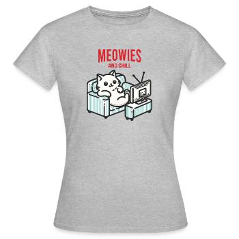 TV Evening Cat, Qu’est-ce qui se passe dans le Ronronnement aujourd’hui ? - T-shirt Femme - gris chiné - Devant - AI Model Female 172 dark (172cm)