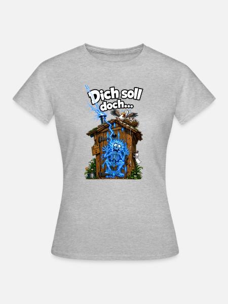 Dich soll doch... der Blitz beim Scheissen treffen - Frauen T-Shirt - Grau meliert
