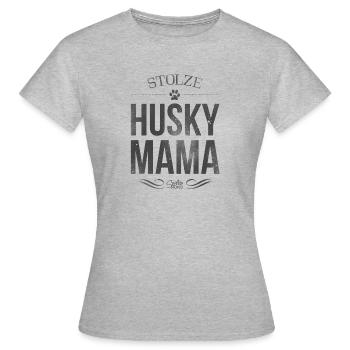 Stolze Husky-Mama - Frauen T-Shirt - Grau meliert - Vorne - AI Model Female 172 dark (172cm)