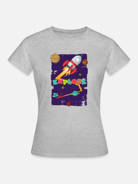 Let's go explore - Frauen T-Shirt - Grau meliert