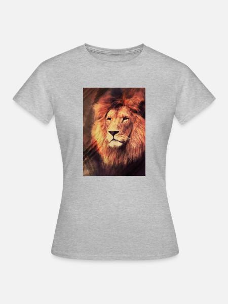 Löwe - Frauen T-Shirt - Grau meliert