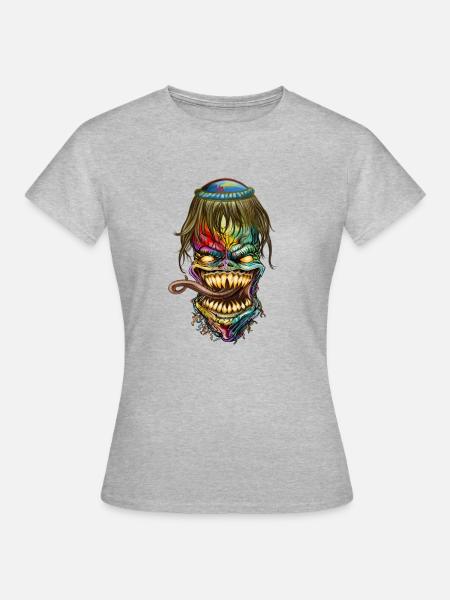 Drachenkopf - Frauen T-Shirt - Grau meliert