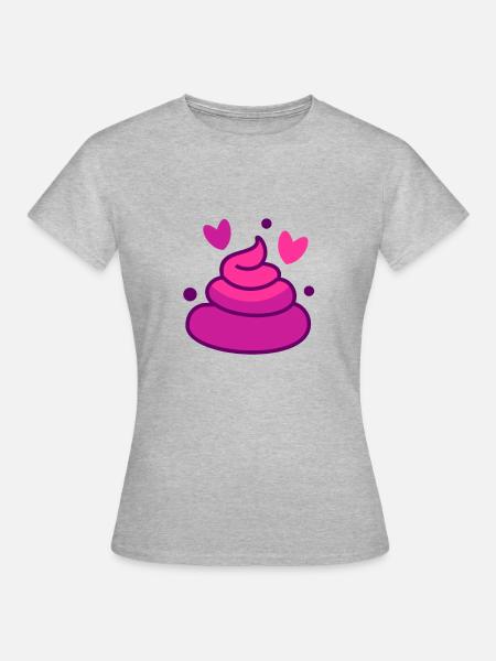 POOP LIEBE - Frauen T-Shirt - Grau meliert