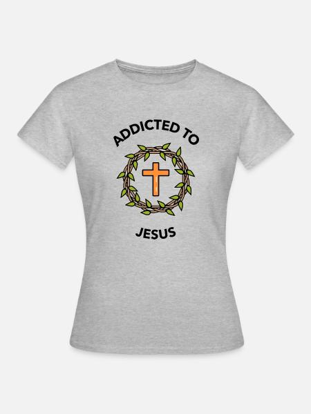 Süchtig nach Jesus - T-shirt dam - gråmelerad