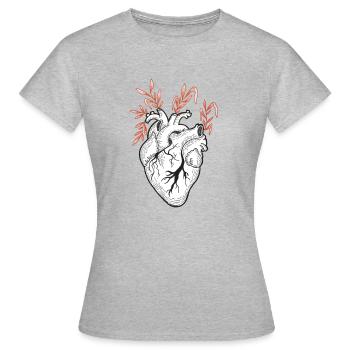 Cœur de tatouage traditionnel - T-shirt Femme - gris chiné - Devant - AI Model Female 172 dark (172cm)