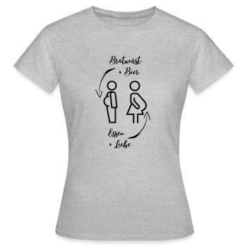 Bierbauch und Schwangerschaftsbauch - Dicker Bauch - Frauen T-Shirt - Grau meliert - Vorne - AI Model Female 172 dark (172cm)