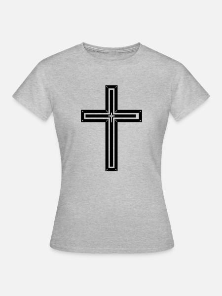 Kreuz - Frauen T-Shirt - Grau meliert