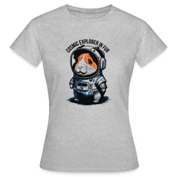 Pelziger Raumfahrer - Frauen T-Shirt - Grau meliert - Vorne - AI Model Female 172 dark (172cm)