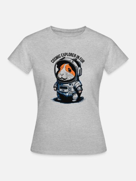Pelziger Raumfahrer - Frauen T-Shirt - Grau meliert