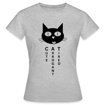CAT - Cute Arrogant Tired - Frauen T-Shirt - Grau meliert - Vorne - AI Model Female 172 dark (172cm)