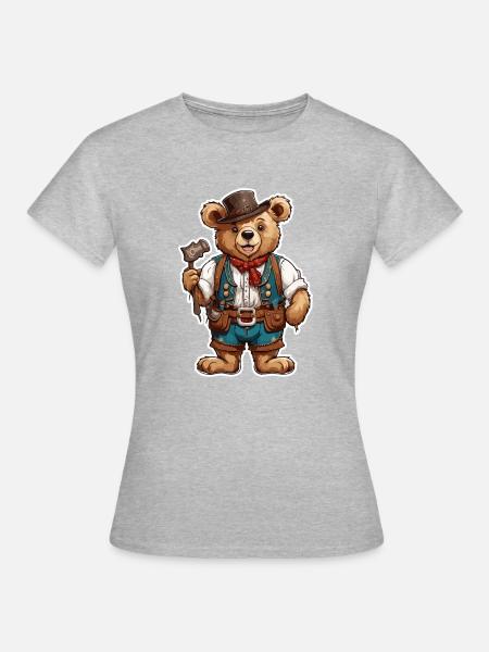 Lederhose / Tier / Tracht / Tradition / Bär - Frauen T-Shirt - Grau meliert