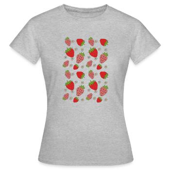 Champ de fraises - T-shirt Femme - gris chiné - Devant - AI Model Female 172 dark (172cm)
