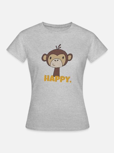 affe happy - Frauen T-Shirt - Grau meliert