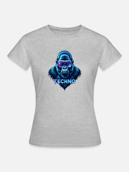TECHNO GORILLA - Frauen T-Shirt - Grau meliert