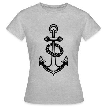 Anker Hafen - Frauen T-Shirt - Grau meliert - Vorne - AI Model Female 172 dark (172cm)