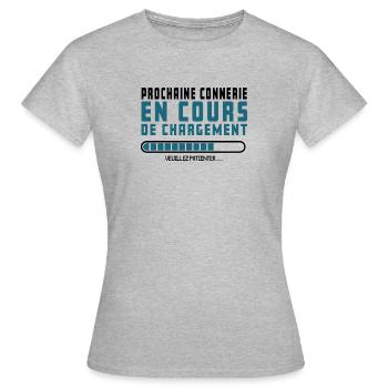 humour noir, cadeau en cours d'exécution, connerie - T-shirt Femme - gris chiné - Devant - AI Model Female 172 dark (172cm)