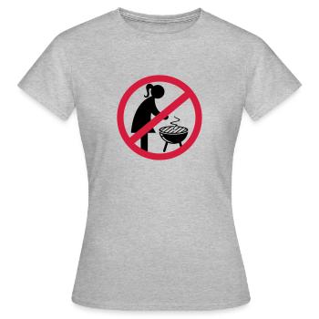 Pas de filles sur le gril - T-shirt Femme - gris chiné - Devant - AI Model Female 172 dark (172cm)