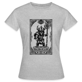 Barbar RPG Tarot Karte Chibi - Frauen T-Shirt - Grau meliert - Vorne - AI Model Female 172 dark (172cm)