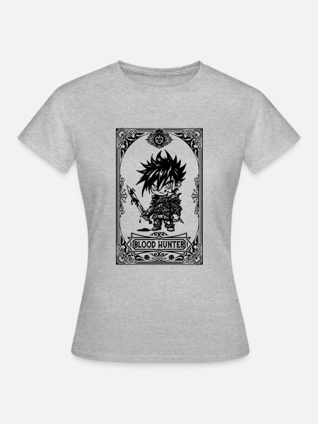 Blutjäger RPG Tarotkarte Chibi - Frauen T-Shirt - Grau meliert