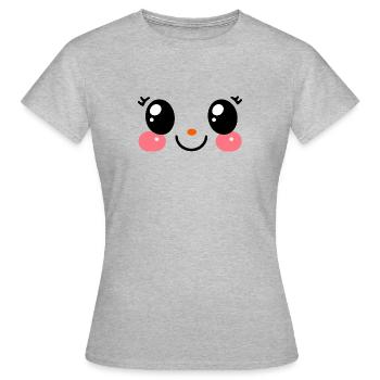 cute face, kawaii manga fan eyes, chibi - Women's T-Shirt - heather grey - Front - AI Model Female 172 dark (172cm)