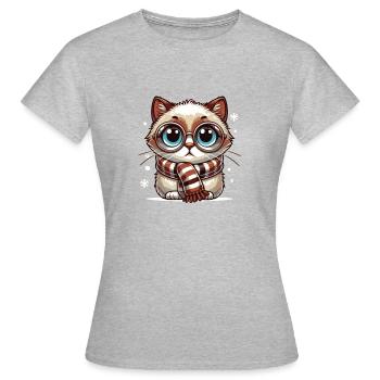 Winter Cat - Women's T-Shirt - heather grey - Front - AI Model Female 172 dark (172cm)