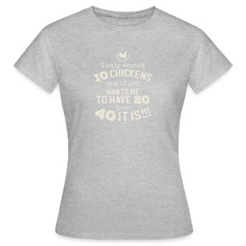 Poules et coqs drôles à la ferme - T-shirt Femme - gris chiné - Devant - AI Model Female 172 dark (172cm)