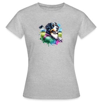 Bernhardiner Lustiges Golf Design Für Golfer - Frauen T-Shirt - Grau meliert - Vorne - AI Model Female 172 dark (172cm)