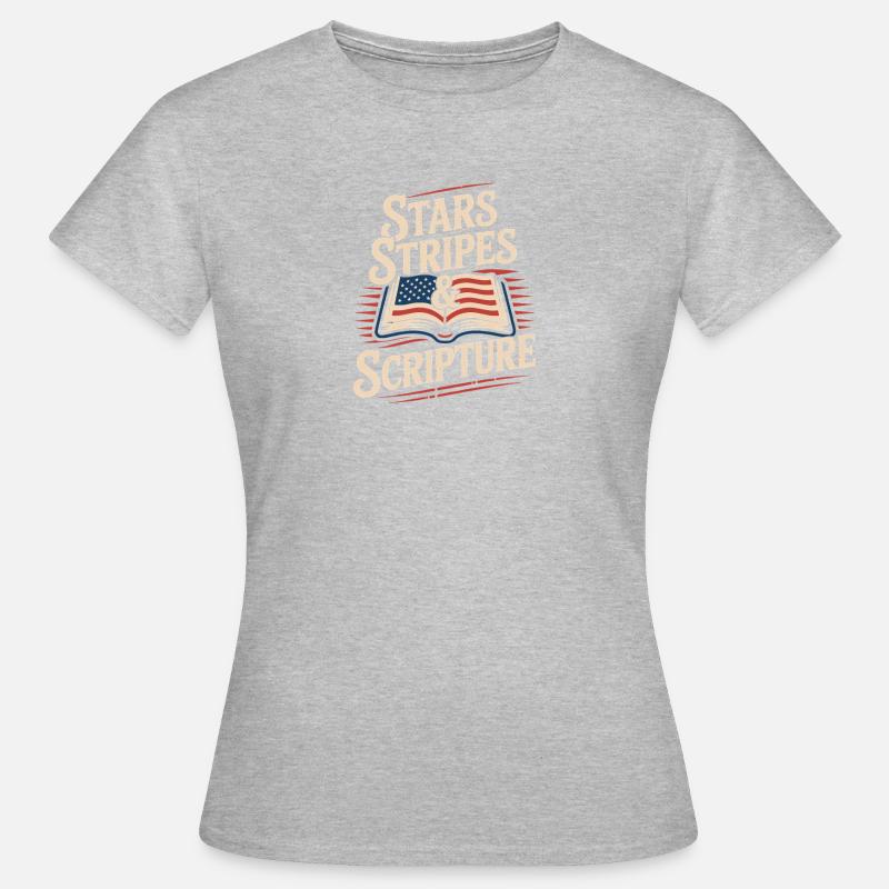 Stars, Stripes & Scripture Lightblessed - Perfekte - Frauen T-Shirt - Grau meliert