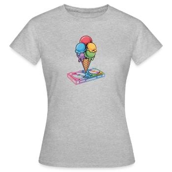 Dj Cream Turntable Artwork - T-shirt Femme - gris chiné - Devant - AI Model Female 172 dark (172cm)