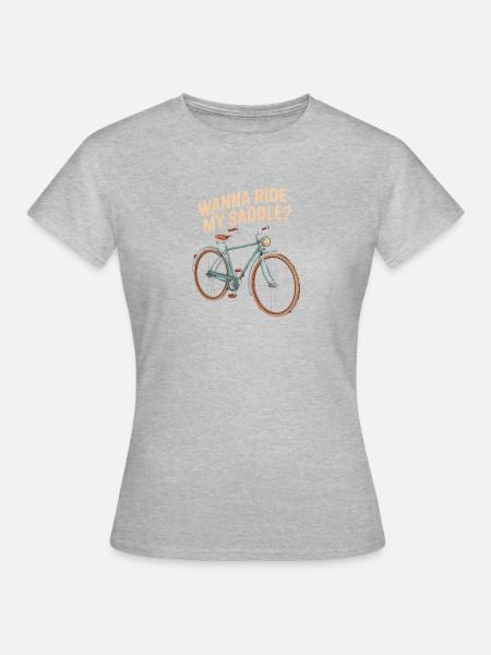 Möchtest Du Auf Meinen Sattel? - Frauen T-Shirt - Grau meliert