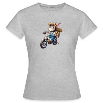 âne joyeux sur moto avec du blé - T-shirt Femme - gris chiné - Devant - AI Model Female 172 dark (172cm)