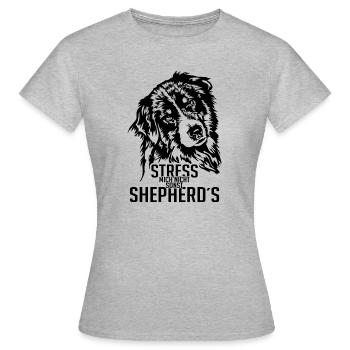 AUSTRALIAN SHEPHERD stress mich nicht Wilsigns - Frauen T-Shirt - Grau meliert - Vorne - AI Model Female 172 dark (172cm)