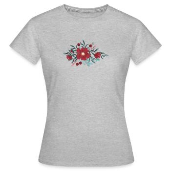 Red flower - Women's T-Shirt - heather grey - Front - AI Model Female 172 dark (172cm)